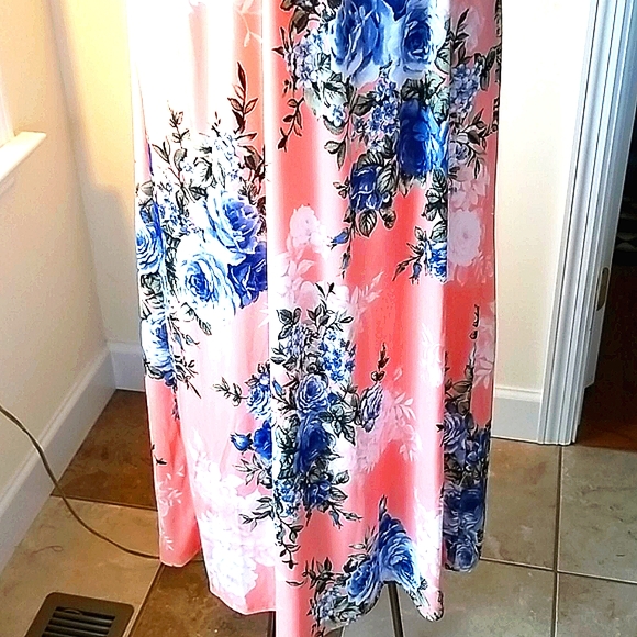 EGS 😘by Éloges Peach Floral Maxi SUMMER Dress in Coral Pink - Picture 9 of 13